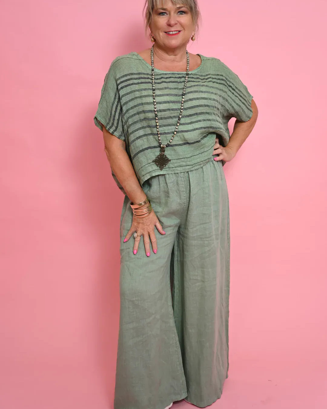 Donna Donna Donna Donna Linen Collot Pant - Greenbay Donna Donna Linen Collot Pant - Greenbay Splash Swimwear Pants O/S 5201GB