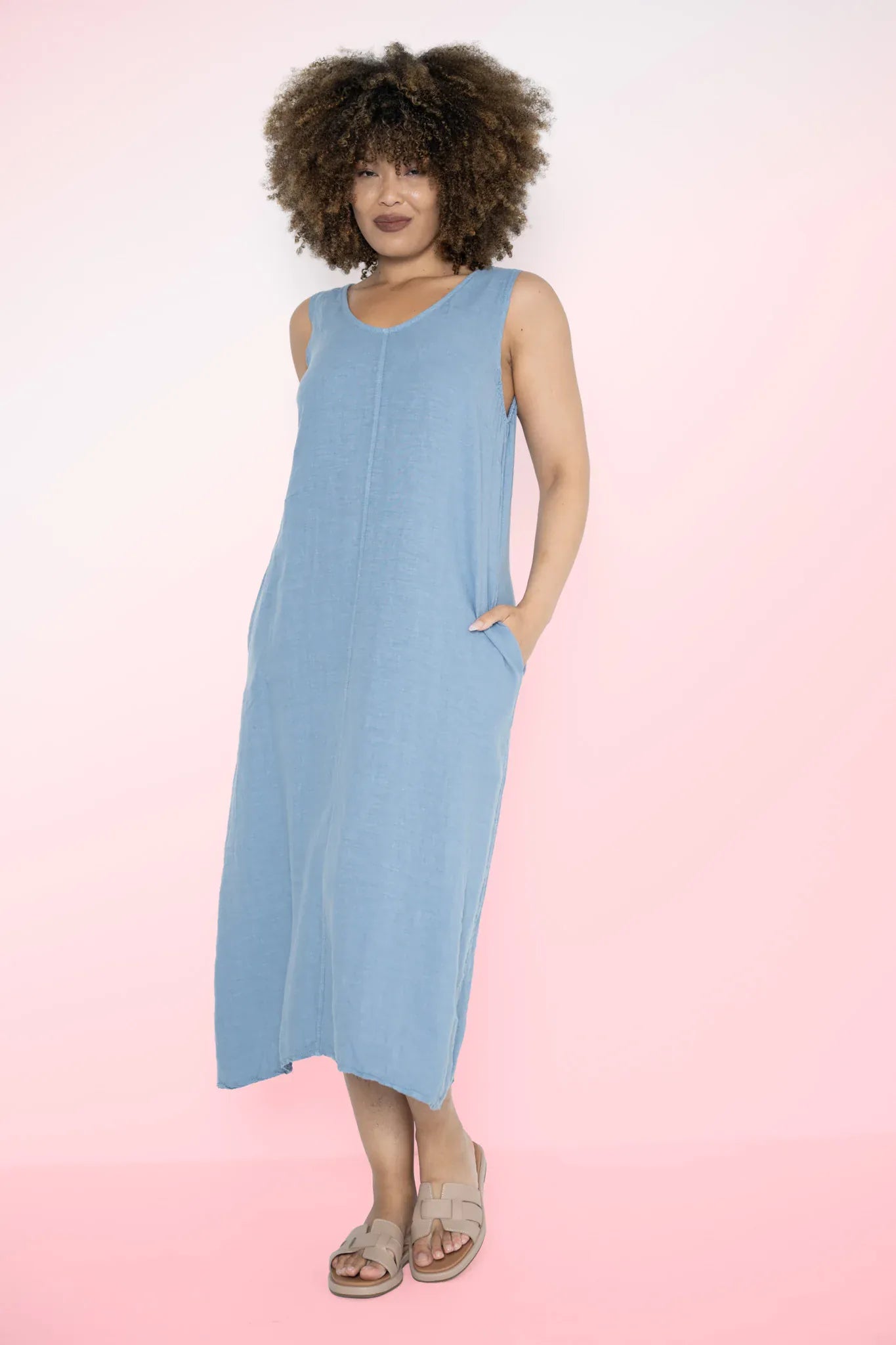 Donna Donna Donna Donna Marcellina Sleeveless Dress - Jeans Donna Donna Marcellina Sleeveless Dress - Jeans Splash Swimwear Dresses
