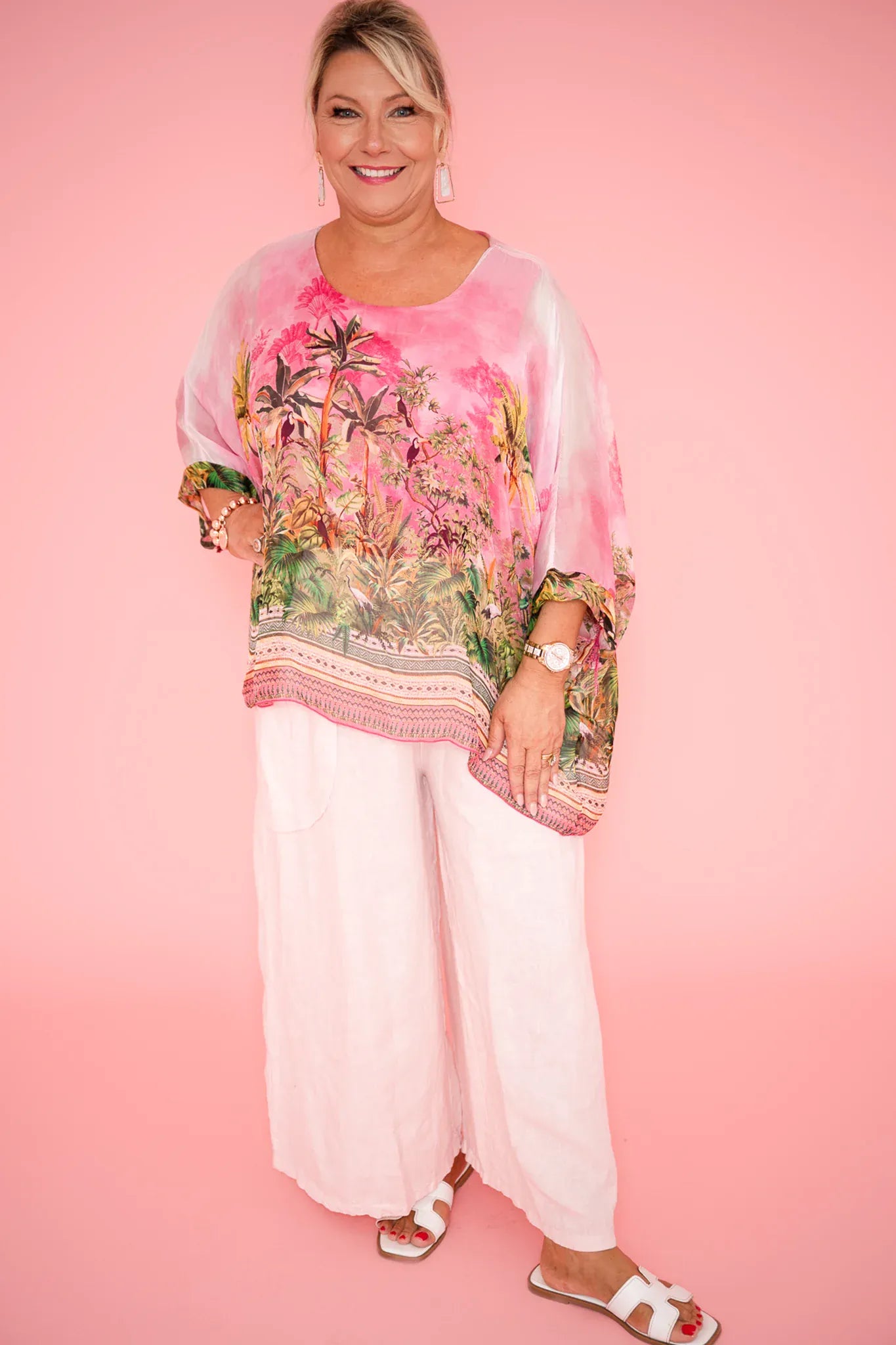 Donna Donna Donna Donna Runaway Culotte Pants 14042 Donna Donna Runaway Culotte Pants Splash Swimwear Pants O/S / Pink