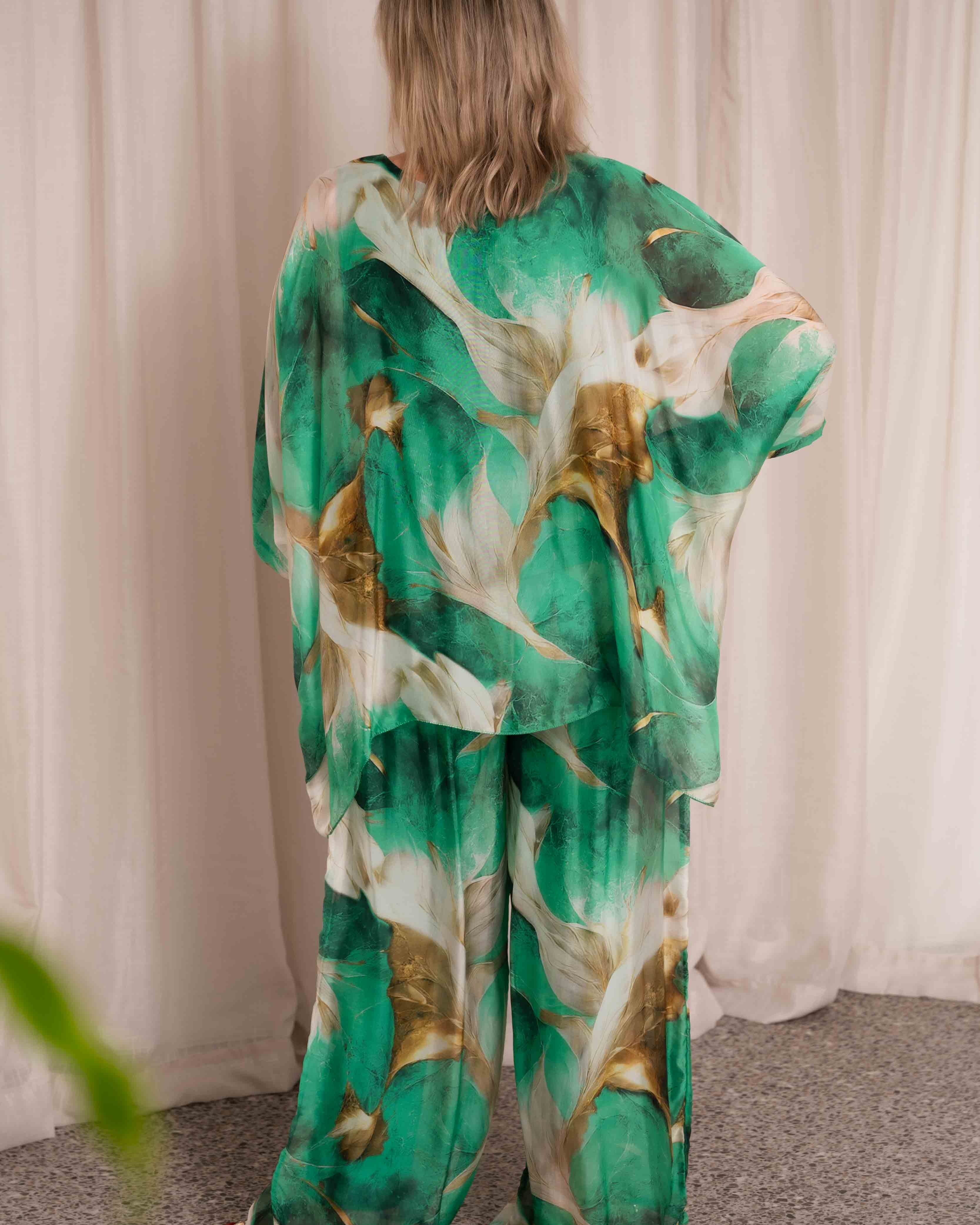 Donna Donna Donna Donna Savannah Silk Pant - Gucci Green SAVANNAHPG Savannah Silk Pant | Donna Donna Splash Swimwear Pant Green / OS