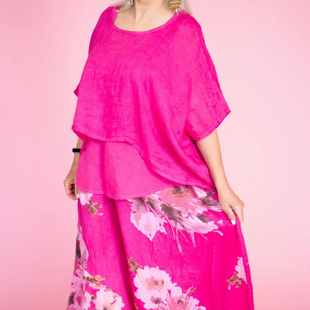 Donna Donna Donna Donna Tuscan Top Donna Donna Tuscan Linen Top Splash Swimwear Tops Fuchsia / O/S 2861FU