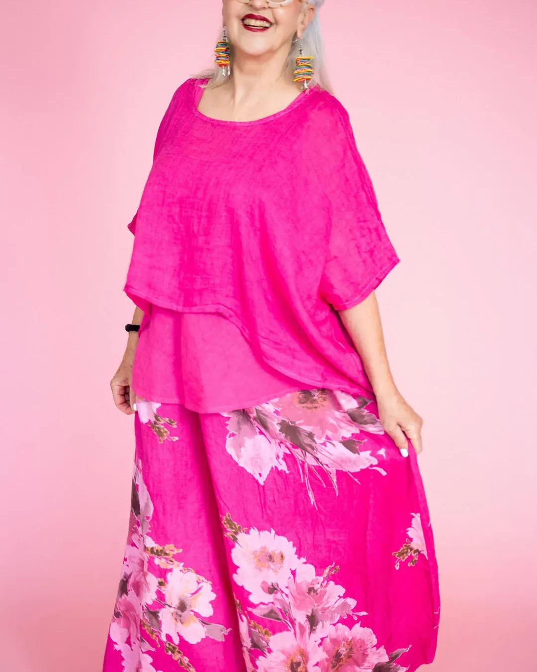 Donna Donna Donna Donna Tuscan Top Donna Donna Tuscan Linen Top Splash Swimwear Tops Fuchsia / O/S 2861FU