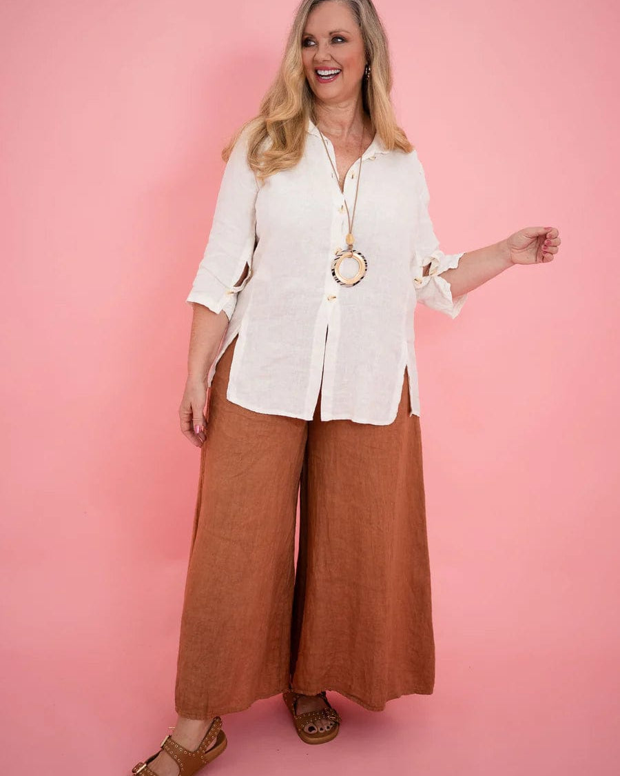 Donna Donna Pants A2126 O/S Linen Collot Pant - Cinnamon
