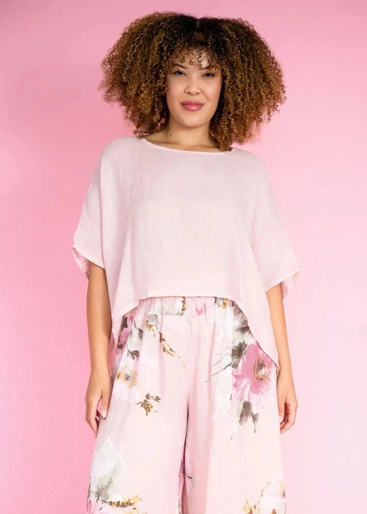Donna Donna Tuscan Linen Top Donna Donna Tuscan Linen Top Splash Swimwear Tops Cipra Pink / O/S 2861PNK