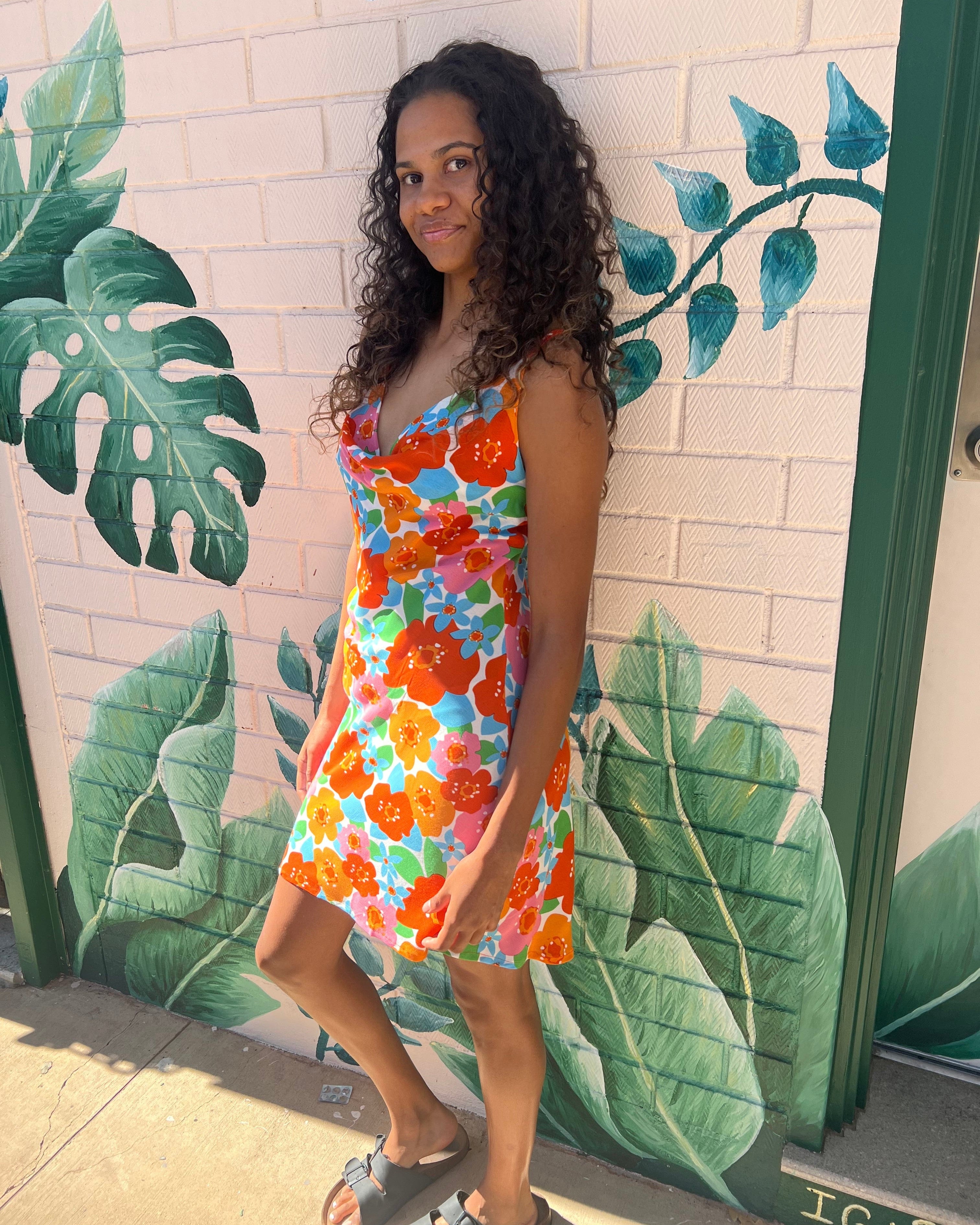 Elcee the Label Dresses Disco Flowers Tipsy Mini Dress