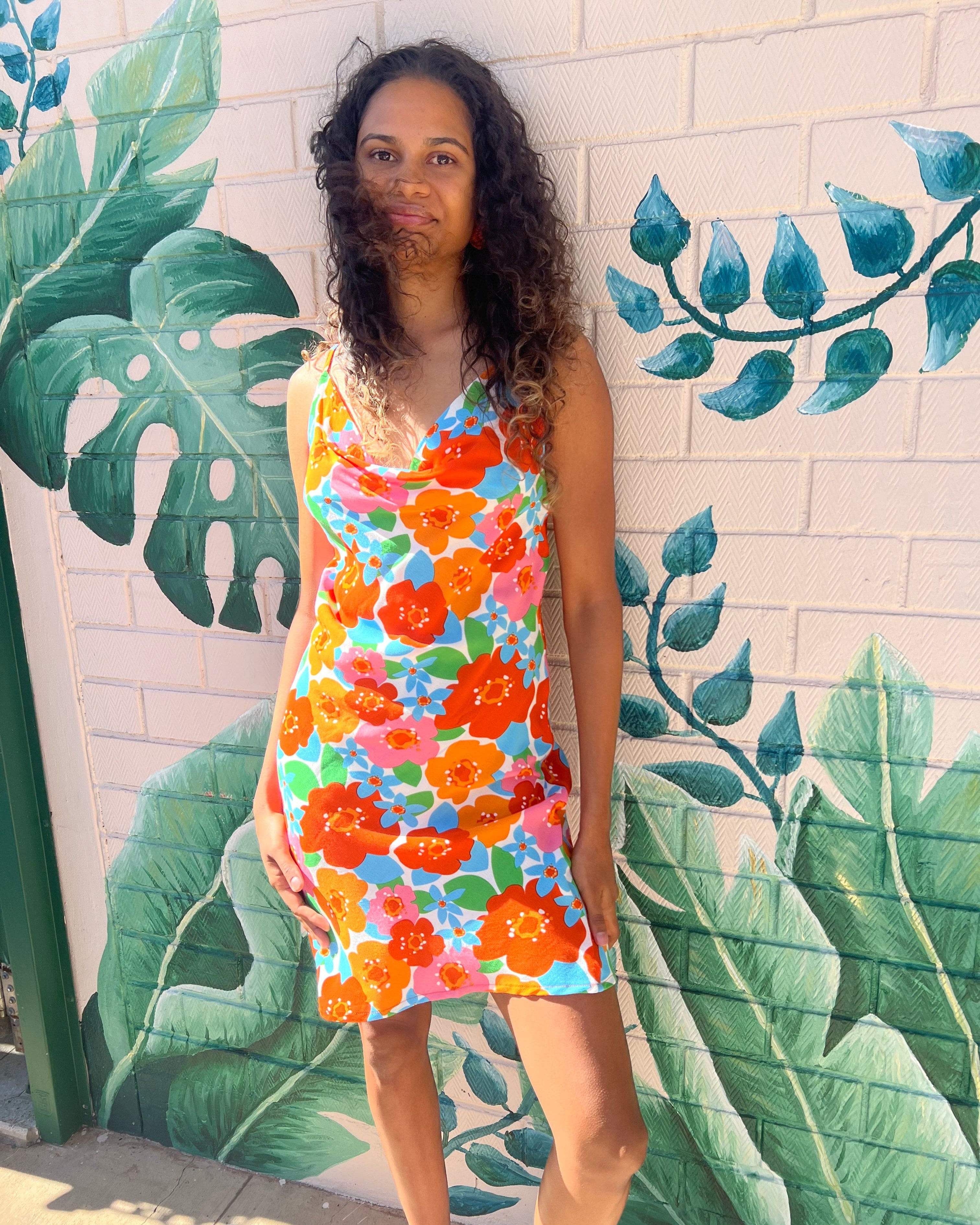 Elcee the Label Dresses Disco Flowers Tipsy Mini Dress