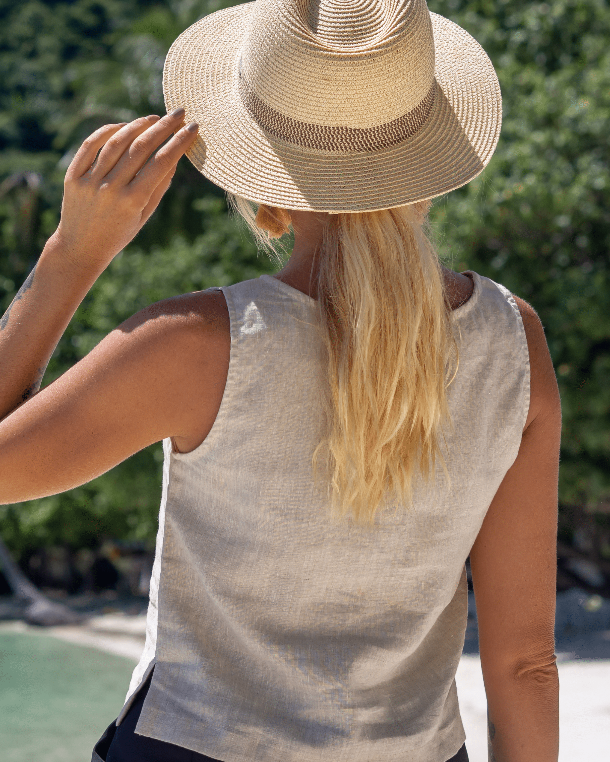 Elcee the Label Elcee Linen Top Splash Swimwear Tops