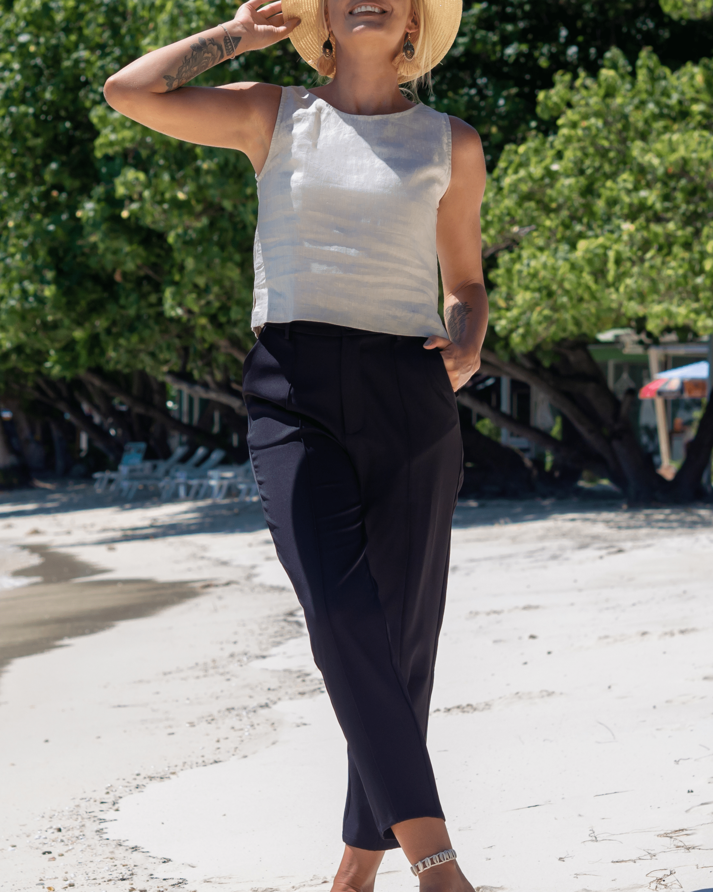 Elcee the Label Elcee Linen Top Splash Swimwear Tops