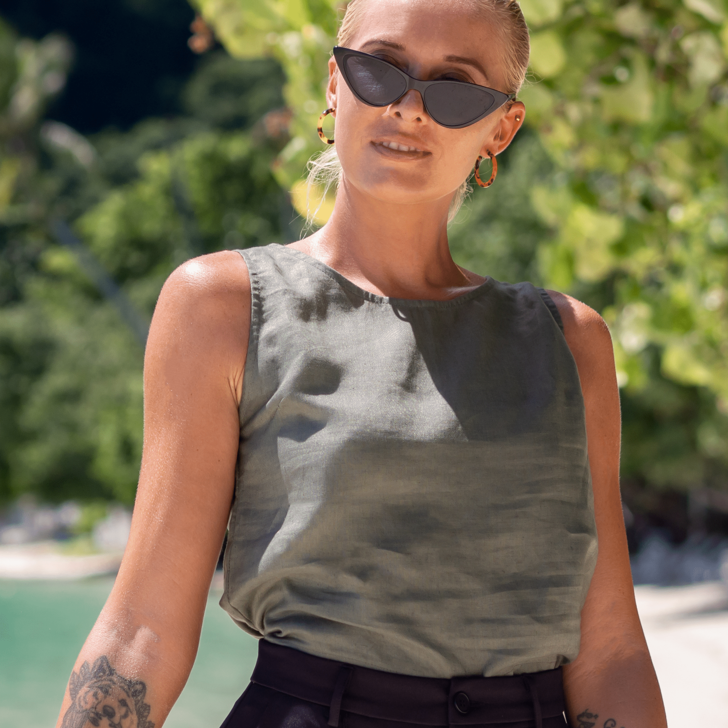 Elcee the Label Elcee Linen Top Splash Swimwear Tops Grape / XS 1000010068