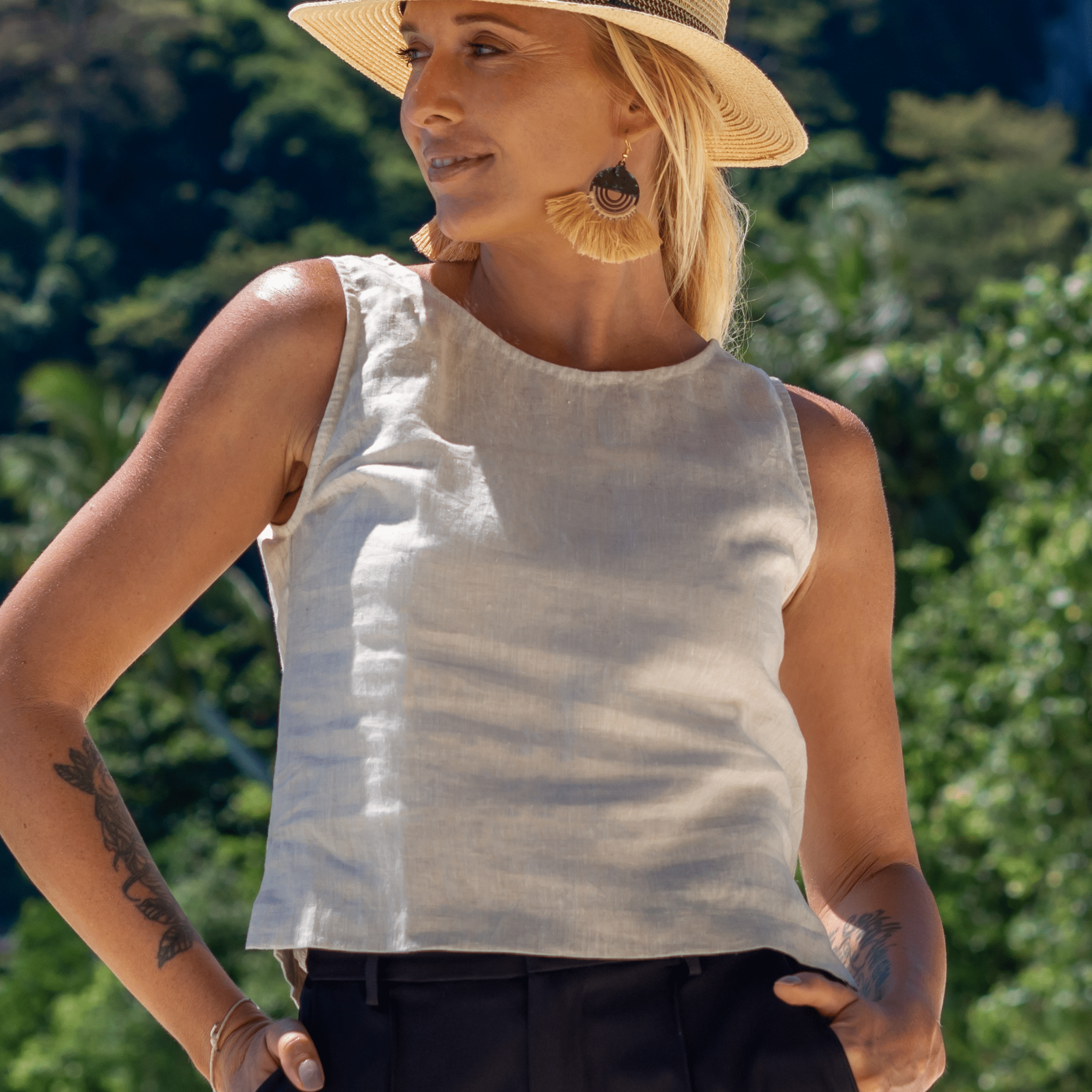 Elcee the Label Elcee Linen Top Splash Swimwear Tops Natural / XS 1000009951