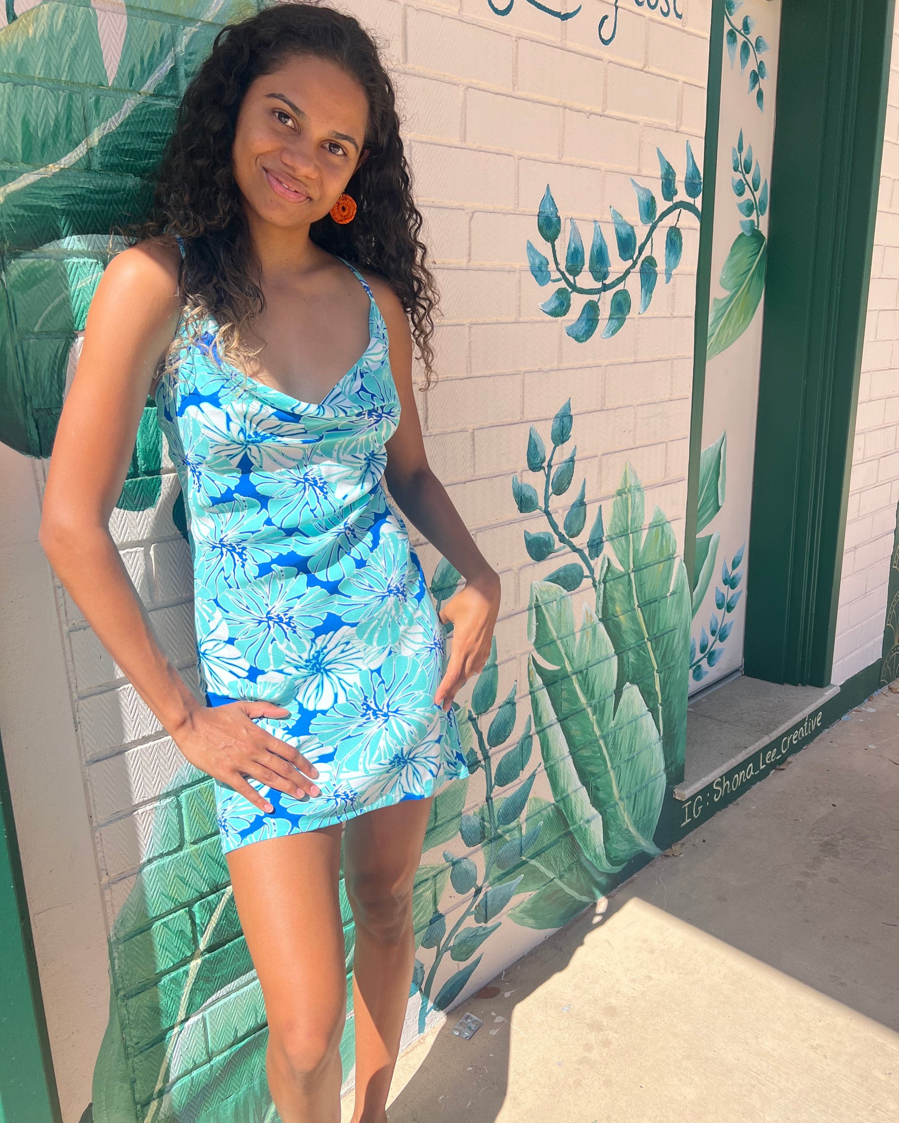 Elcee the Label Dresses Blue / XS Summer Floral Tipsy Mini Dress