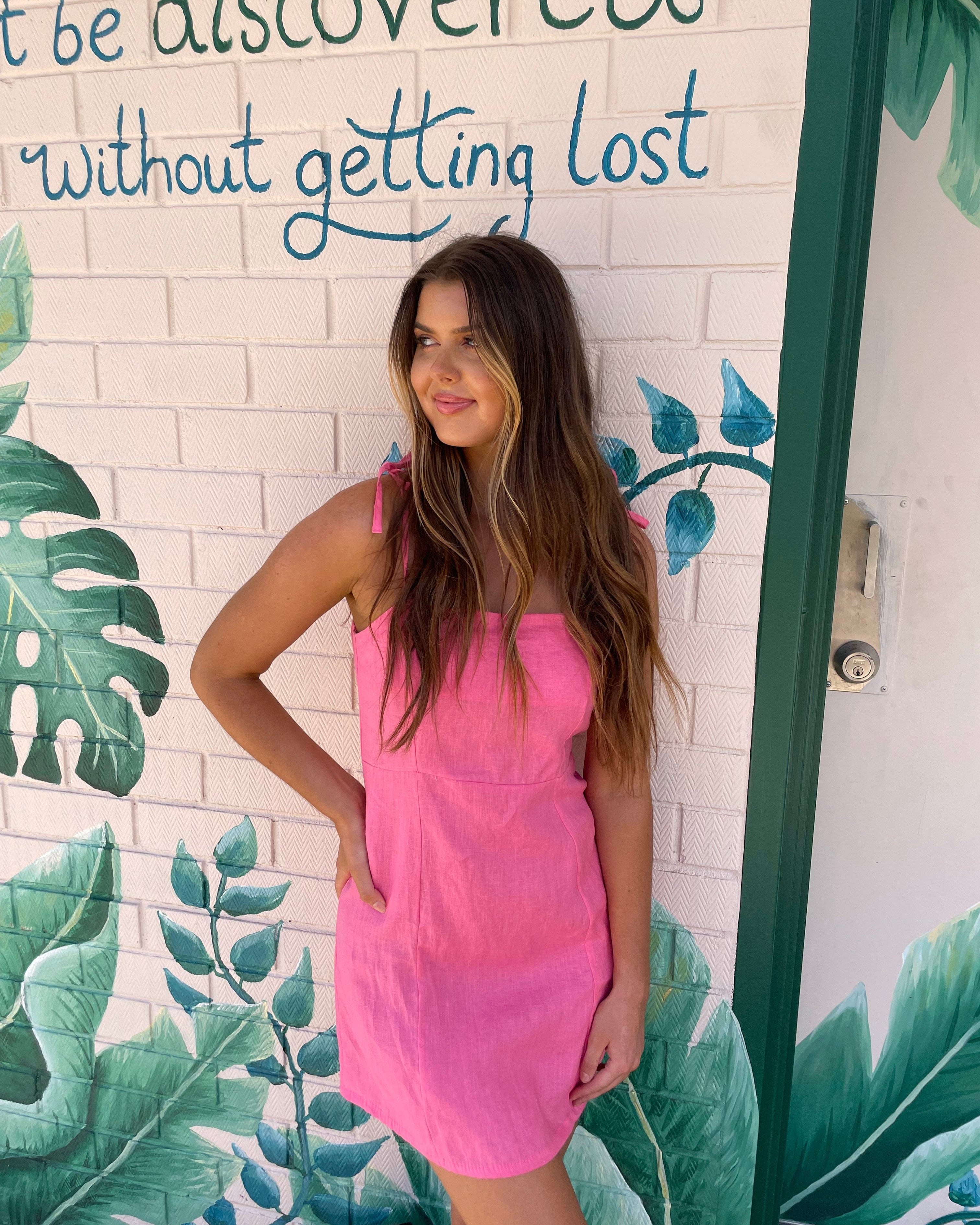 Elcee the Label Tala Linen Tie Mini Dress Splash Swimwear Dresses