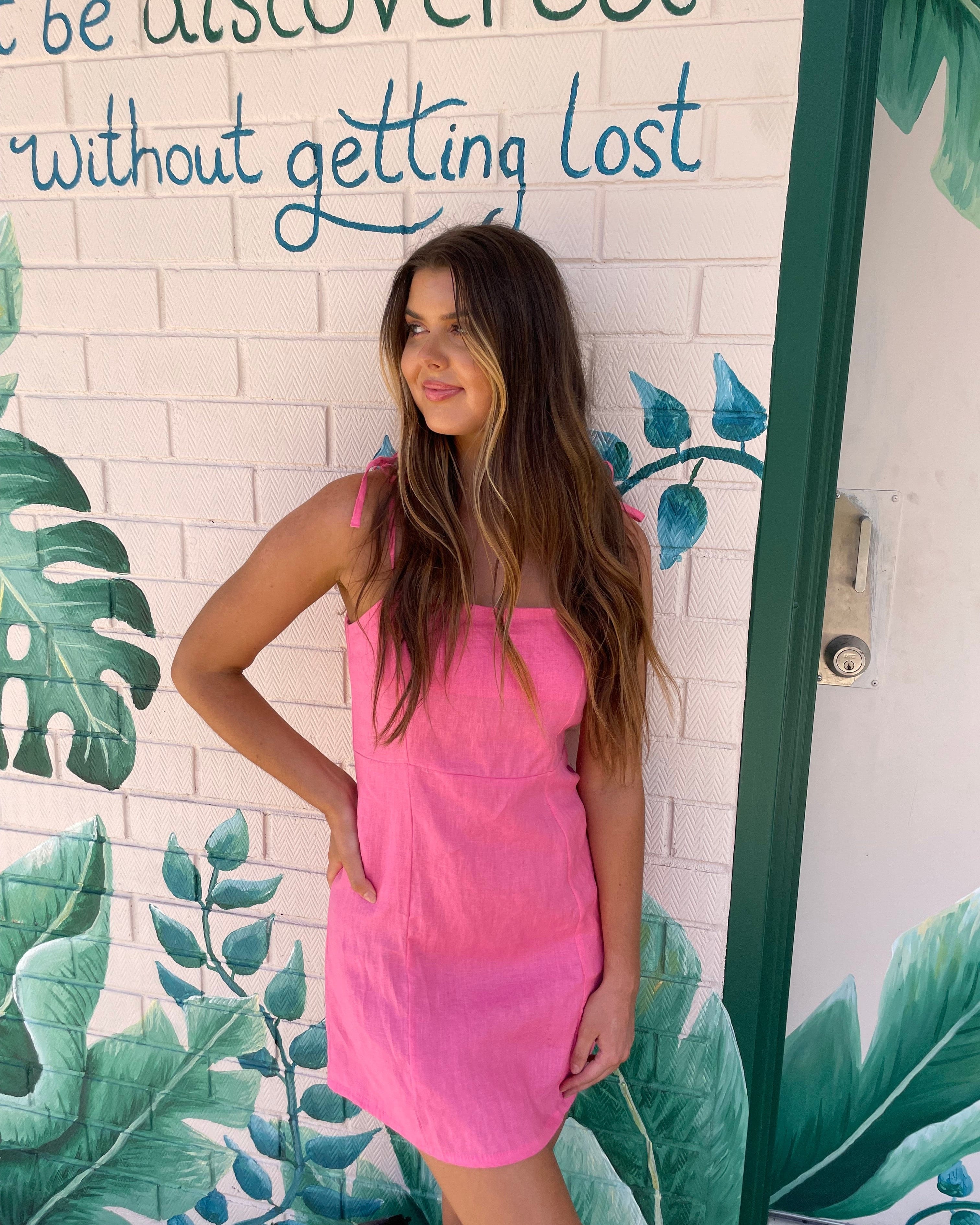 Elcee the Label Tala Linen Tie Mini Dress Splash Swimwear Dresses