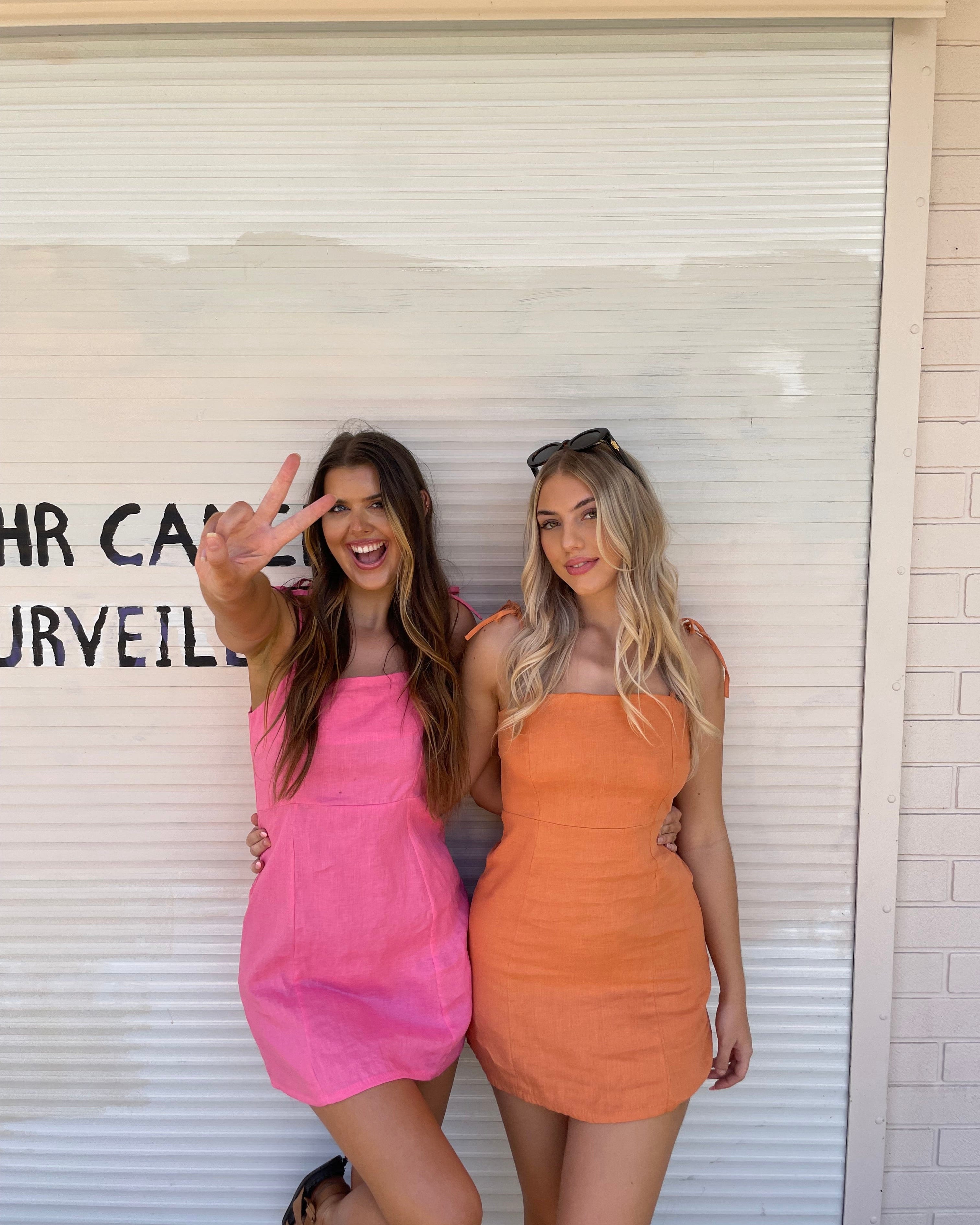 Elcee the Label Tala Linen Tie Mini Dress Splash Swimwear Dresses