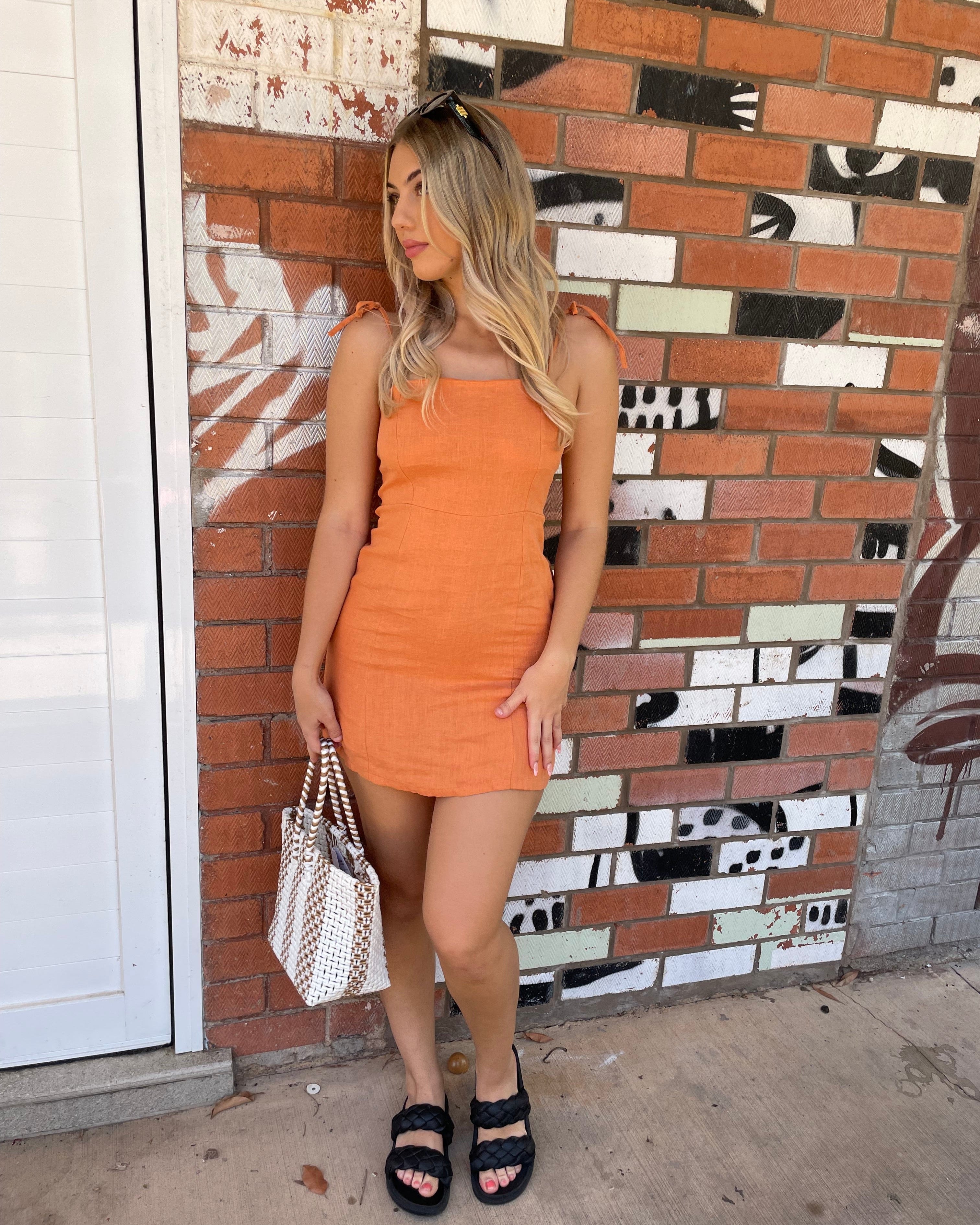 Elcee the Label Tala Linen Tie Mini Dress Splash Swimwear Dresses