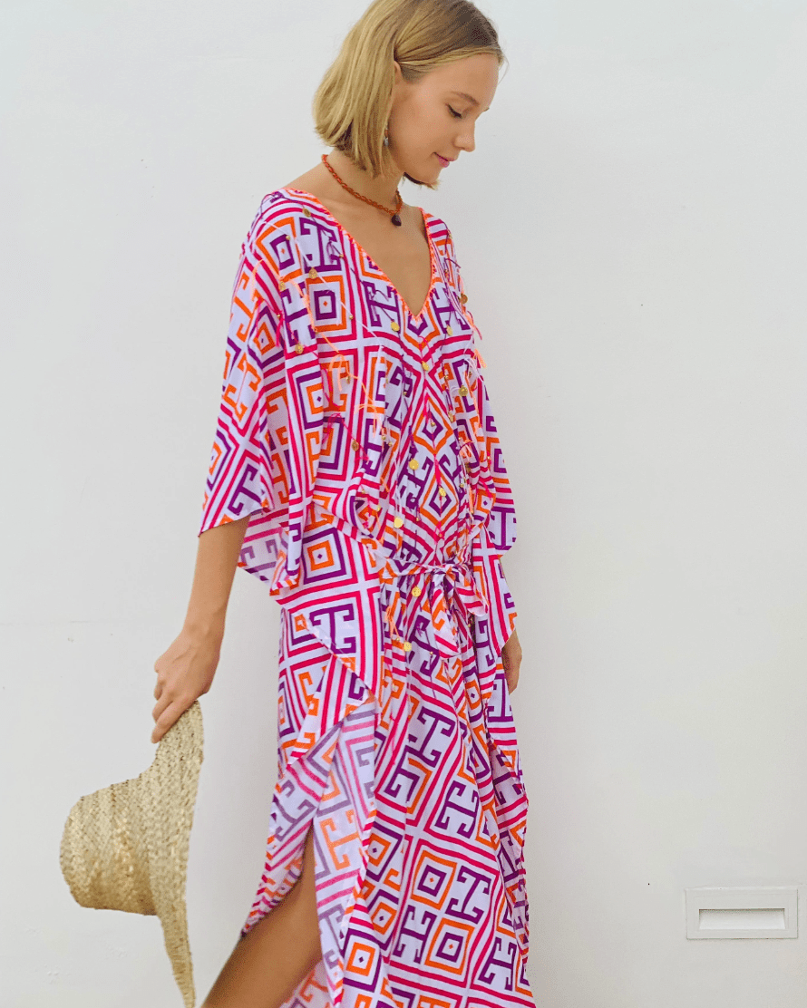 Feather and Find Shimoo Kaftan - Transformation Splash Swimwear Clothing O/S 1000015701