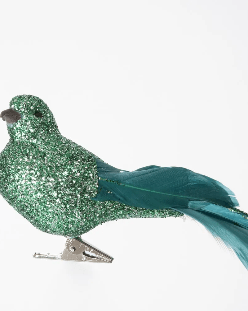 Florabelle Living Attaz Clip on Bird Single - Green X250474 Attaz Clip on Bird Single - Green Splash Swimwear Chirstmas Decorations