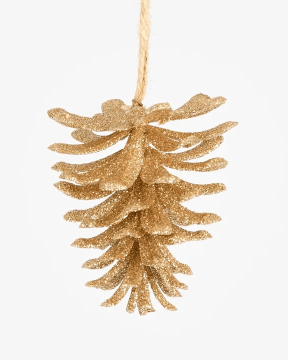 Florabelle Living Glitter Hanging Pinecone - Gold X250014 Glitter Hanging Pinecone - Gold Splash Swimwear Chirstmas Decorations