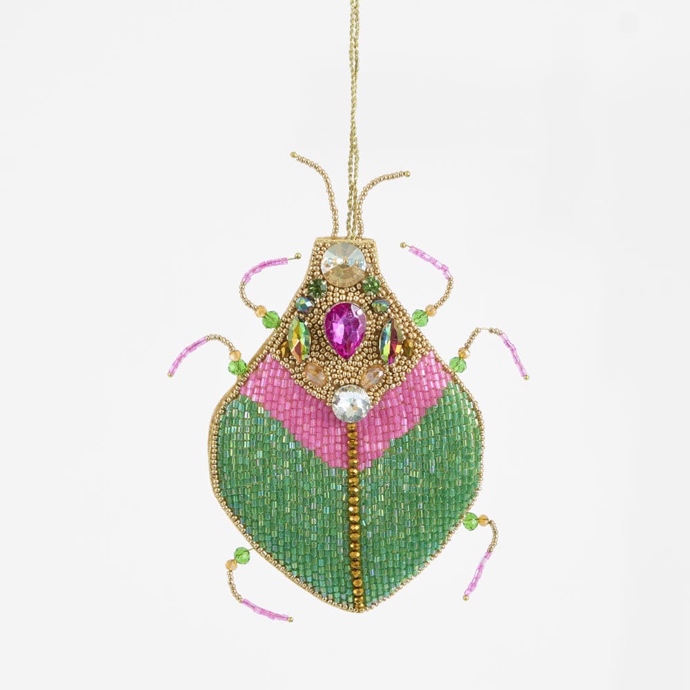 Florabelle Living Maharajah Beaded Beetle Decoration Pink & Green X261719 Maharajah Beaded Beetle Decoration Pink & Green Splash Swimwear Christmas Decoration 9339483313408