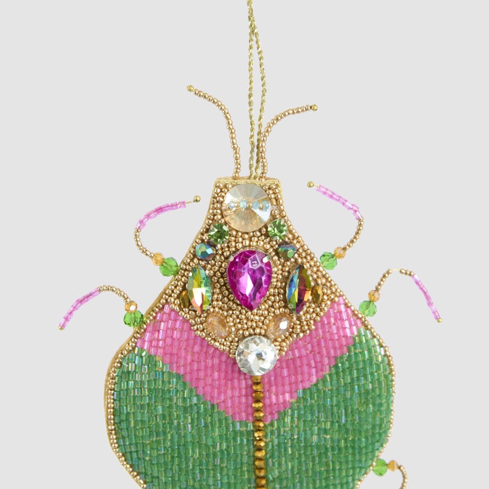 Florabelle Living Maharajah Beaded Beetle Decoration Pink & Green X261719 Maharajah Beaded Beetle Decoration Pink & Green Splash Swimwear Christmas Decoration 9339483313408