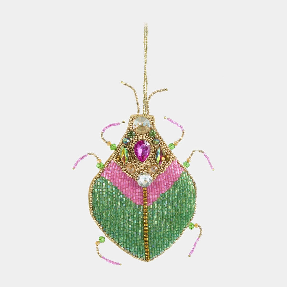 Florabelle Living Maharajah Beaded Beetle Decoration Pink & Green X261719 Maharajah Beaded Beetle Decoration Pink & Green Splash Swimwear Christmas Decoration 9339483313408