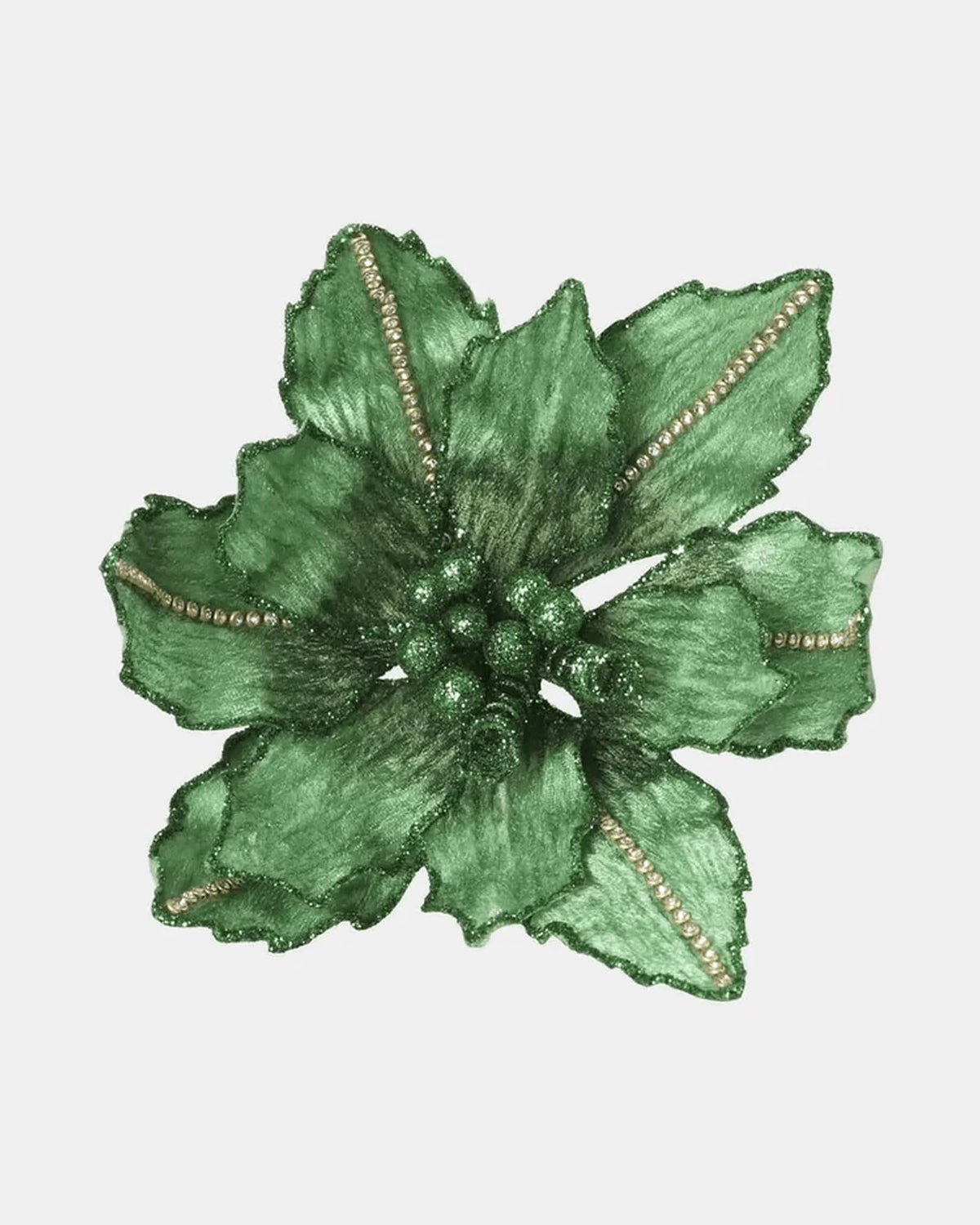 Florabelle Living Velvet Crystal Clip on Poinsettia - Emerald Green X250747 Velvet Crystal Clip on Poinsettia - Emerald Green Splash Swimwear Chirstmas Decorations 9339483273306