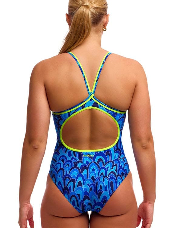 Funkita Funkita Ladies Diamond Back One Piece - Hill Billy Blues Funkita Ladies Diamond Back One Piece - Hill Billy Blues Splash Swimwear One Piece