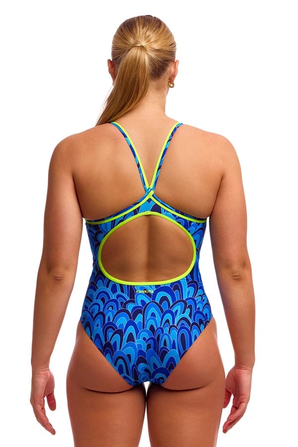 Funkita Funkita Ladies Diamond Back One Piece - Hill Billy Blues Funkita Ladies Diamond Back One Piece - Hill Billy Blues Splash Swimwear One Piece