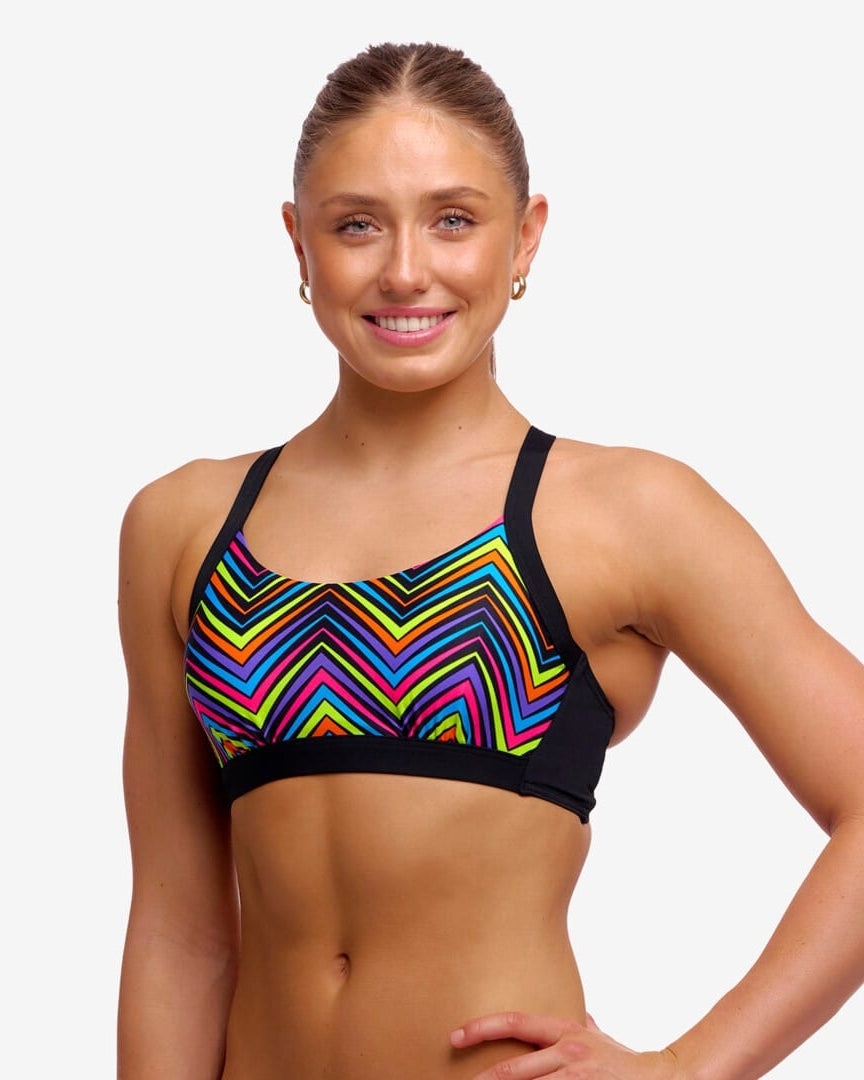 Funkita Funkita Ladies Hold Steady Crop Top - Up Down Funkita Ladies Hold Steady Crop Top - Up Down Splash Swimwear Bikini Tops