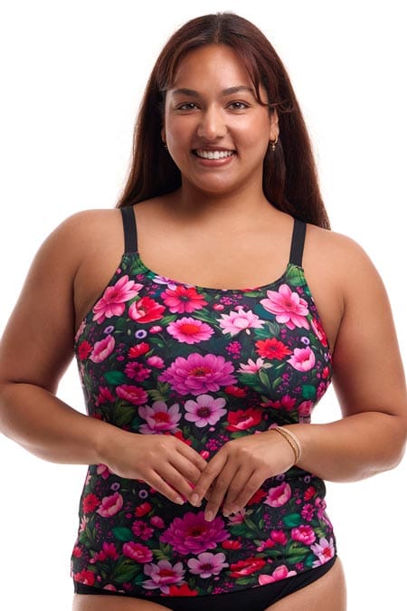 Funkita Funkita Ladies Scoop Neck Tankini Top - Garden Glow Funkita Ladies Scoop Neck Tankini Top - Garden Glow Splash Swimwear Tankini Tops
