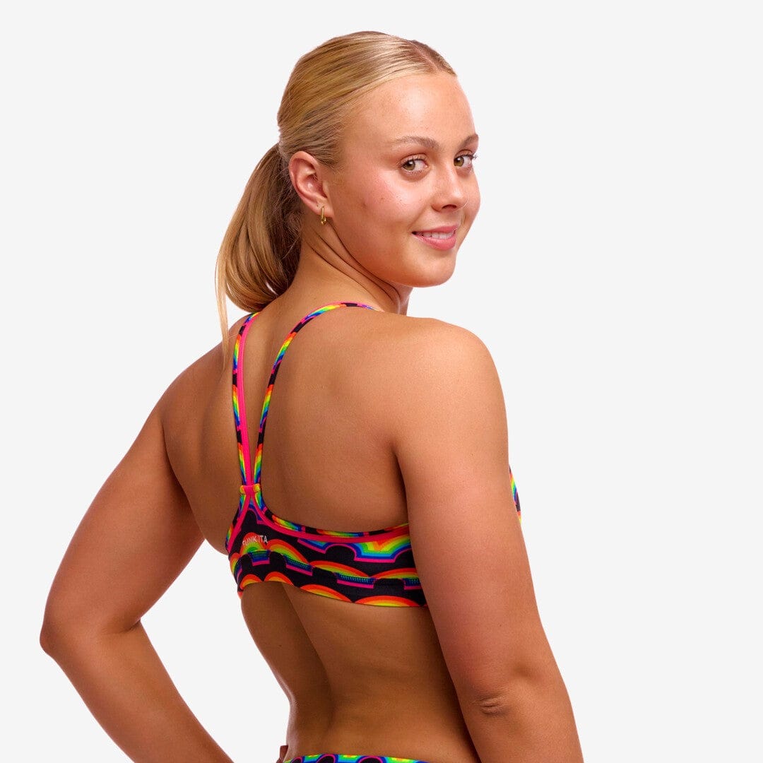 Funkita Funkita Ladies Sports Top - Rainbowie Funkita Ladies Sports Top - Rainbowie Splash Swimwear Bikini Tops