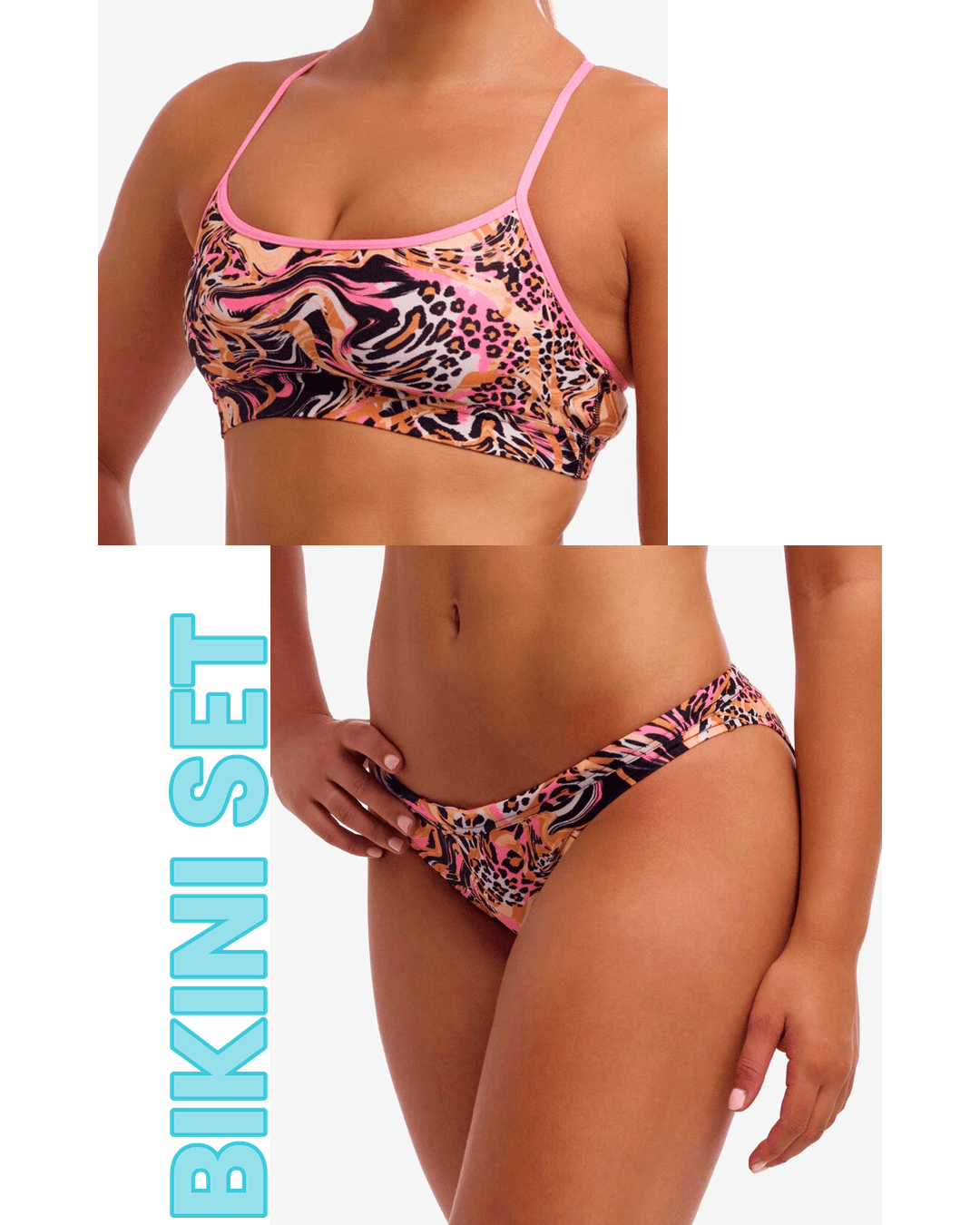 Funkita Funkita Ladies Swim Crop Top & Hipster Brief Bikini Set - Tipsy Tiger Funkita Ladies Swim Crop Top & Hipster Brief Bikini Set - Tipsy Tiger Splash Swimwear Bikini Set