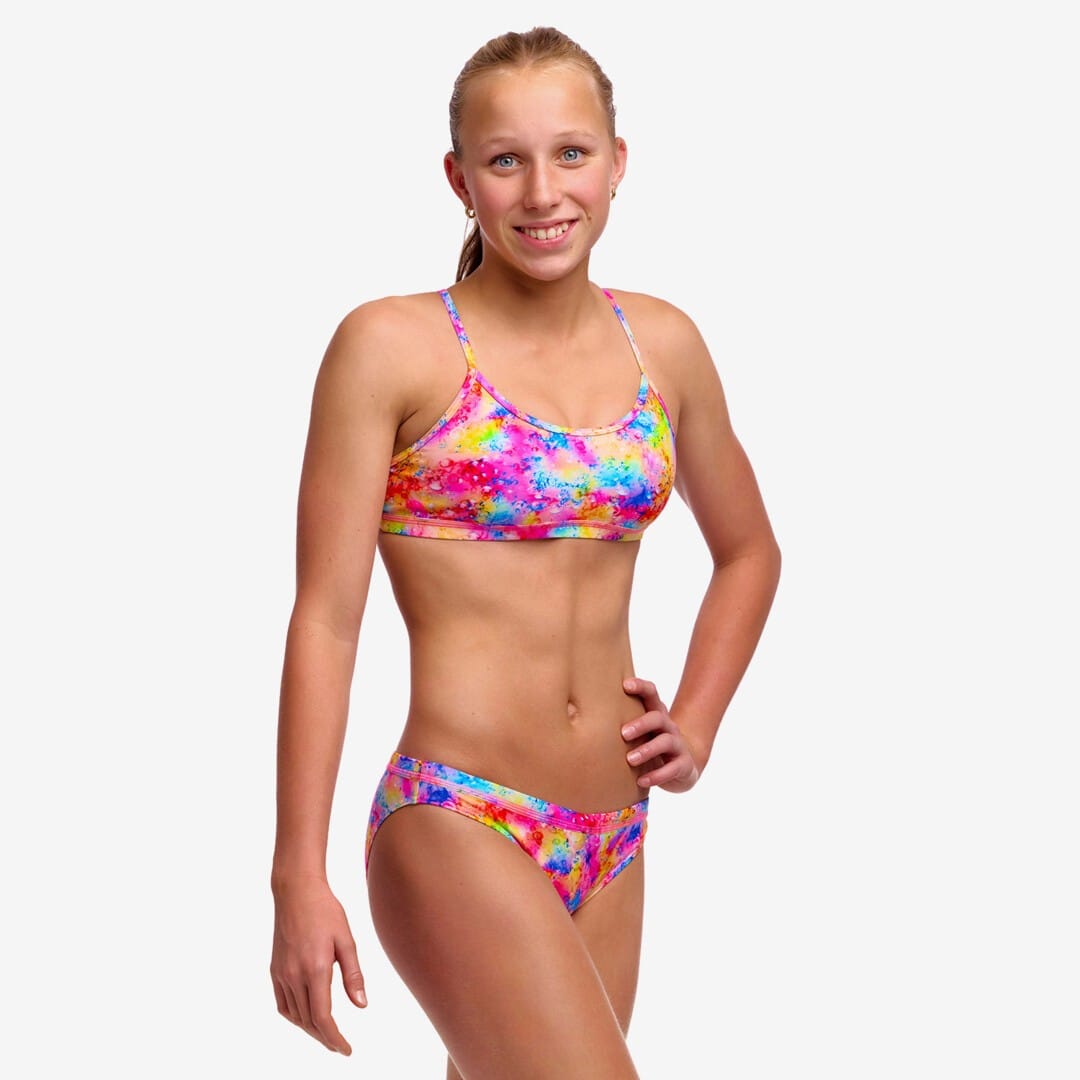Funkita Girls Funkita Girl's Racerback Two Piece Dry Me Funkita Girl's Racerback Two Piece Dry Me Splash Swimwear Bikini Set