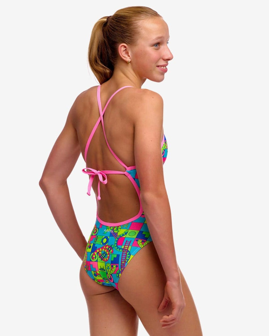 Funkita Girls Funkita Girl's Tie Me Tight One Piece - Lakes & Saddles Funkita Girl's Tie Me Tight One Piece - Lakes & Saddles Splash Swimwear One Piece