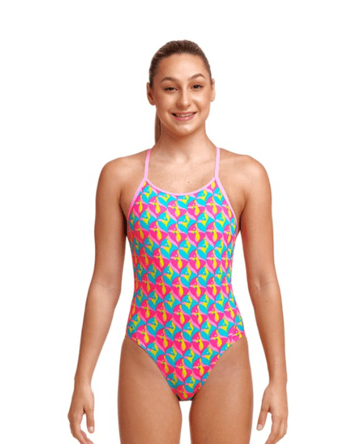 Funkita Girls Funkita Girls Diamond Back One Piece - Foxy Friends Funkita Girls Diamond Back One Piece - Foxy Friends Splash Swimwear Kids Swimwear