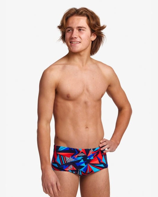Funky Trunks Boy's Sidewinder Trunks - Patriot Beat Funky Trunks Mens Classic Trunks - Glow Rider Splash Swimwear