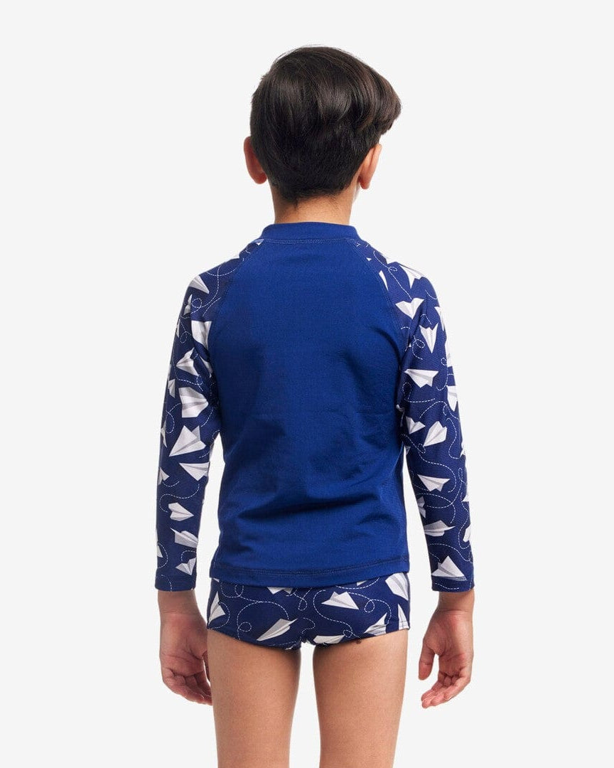 Funky Trunks Toddler Boys Zippy Rash Vest - Paper Plain Funky Trunks Boys Zippy Rash Vest Car Stacker Splash Swimwear kids