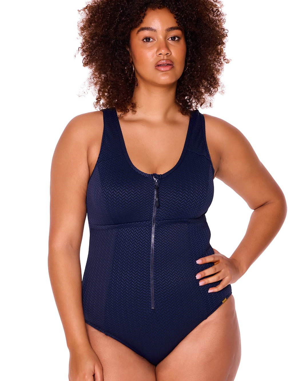 Genevieve Swimwear Genevieve Structured Zip Front Mastectomy One Piece - Chevron Jacquard Genevieve Structured Zip Front Mastectomy One Piece - Chevron Jacquard | Australia Splash Swimwear Swim Dress, Tankini & One Piece