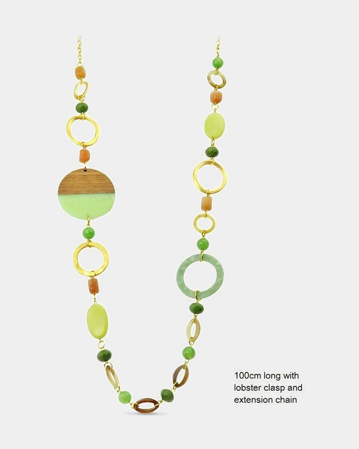 Glamarize Metal With Acrylic and mixed glass and natural bead stations - Matt Gold/ Forst Green NM324 Metal With Acrylic and mixed glass and natural bead stations Splash Swimwear 1000021319