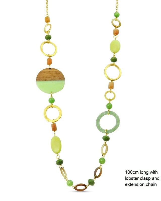 Glamarize NM324 Metal With Acrylic and mixed glass and natural bead stations - Matt Gold/ Forst Green