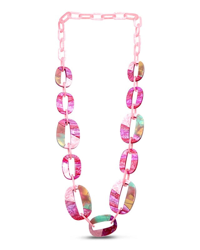 Glamarize NF75P Resin Oval Links Chain Necklace 100 cm - Purple Tonal