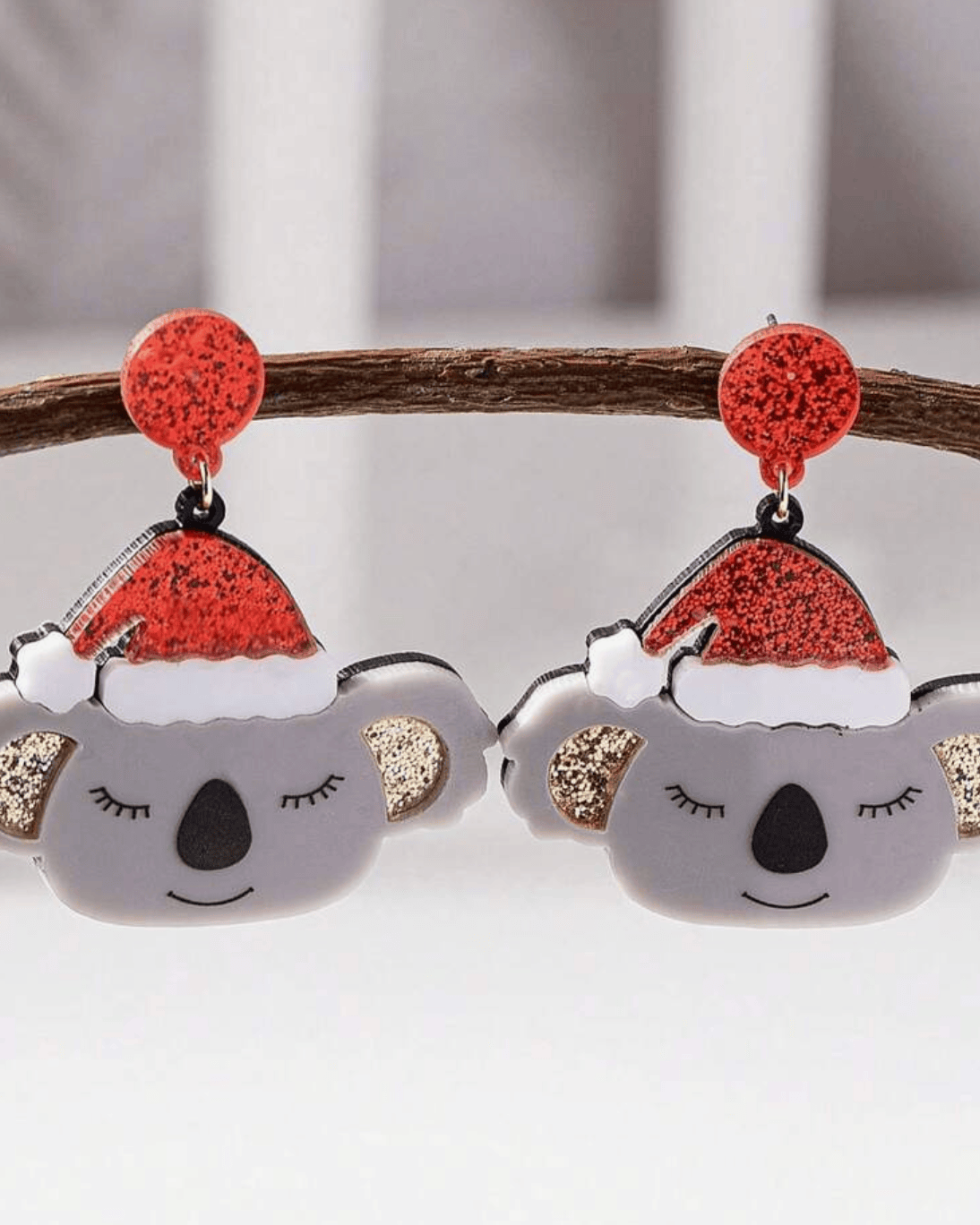 Glitterbugs Christmas Earrings Acrylic - Koalas Christmas Earrings Acrylic - Koalas Splash Swimwear Earrings 1000010695