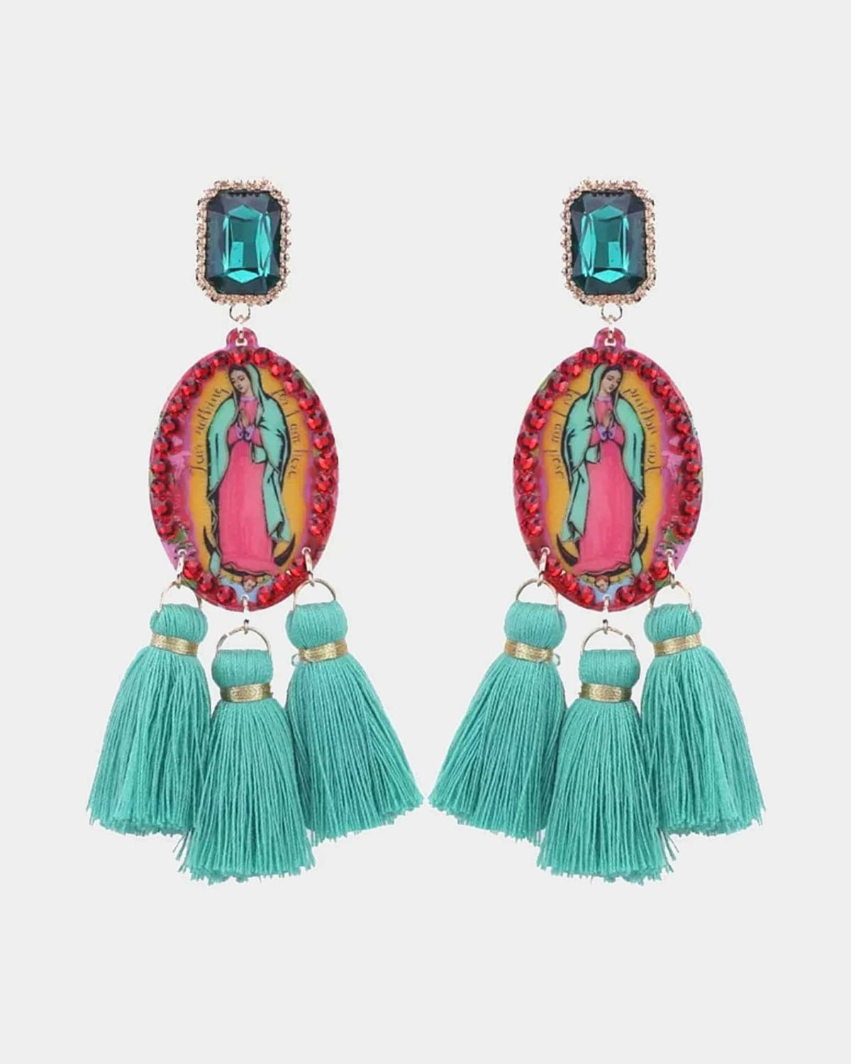 Glitterbugs Mother Mary Crystal Earrings Mother Mary Crystal Earrings Splash Swimwear Earrings