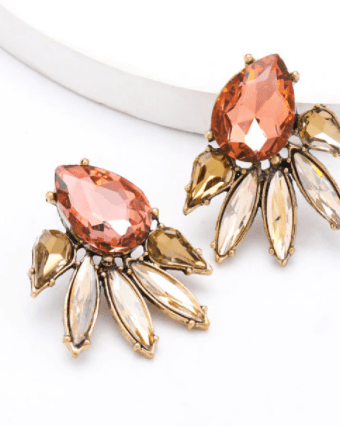 Glitterbugs Earrings Amber Rhinestone Stud Earrings