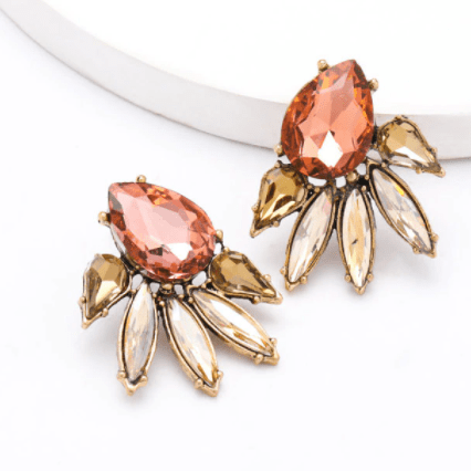 Glitterbugs Earrings Amber Rhinestone Stud Earrings