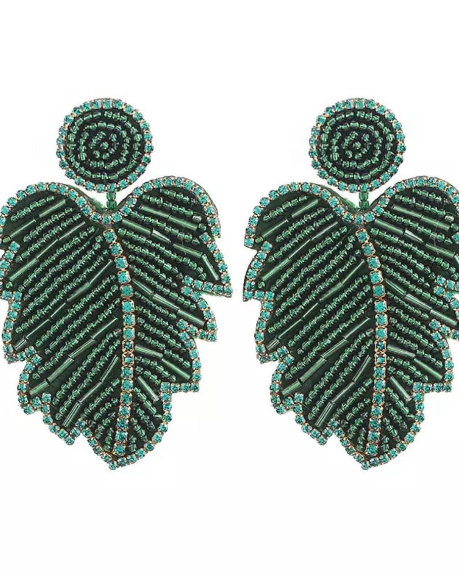 Glitterbugs Statement Monsteria Earrings Splash Swimwear Earrings Green 1000011649