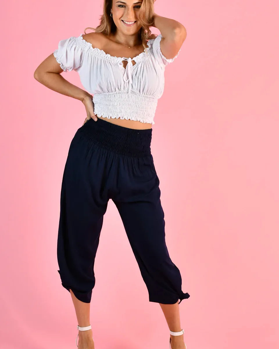Go Girl Go Girl 3/4 Rouched Tie Pants - Navy Go Girl 3/4 Rouched Tie Pants - Grey/Olive Splash Swimwear Womens Pants