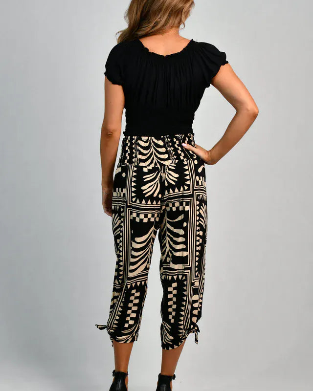 Go Girl Go Girl 3/4 Rouched Tie Pants - Tribal Artisan Black Go Girl 3/4 Rouched Tie Pants - Tribal Artisan Black Splash Swimwear Pants