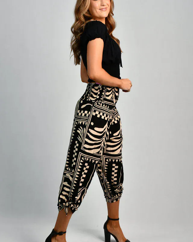 Go Girl Go Girl 3/4 Rouched Tie Pants - Tribal Artisan Black Go Girl 3/4 Rouched Tie Pants - Tribal Artisan Black Splash Swimwear Pants