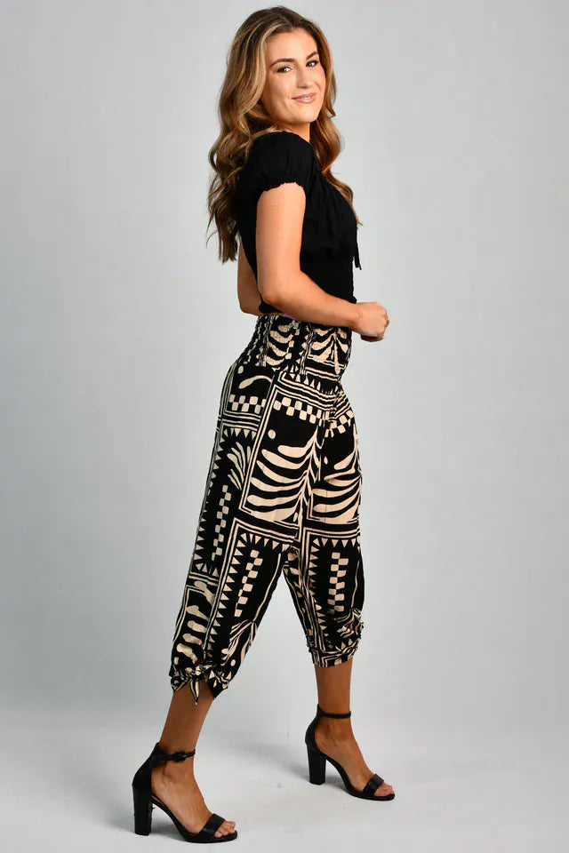 Go Girl Go Girl 3/4 Rouched Tie Pants - Tribal Artisan Black Go Girl 3/4 Rouched Tie Pants - Tribal Artisan Black Splash Swimwear Pants